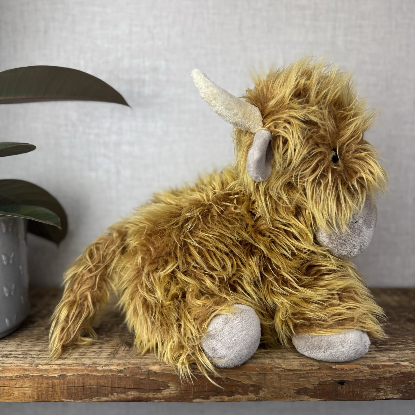 Jellycat Medium Truffles Cow - Fluffy Cow Cushion - Highland Cow 14”