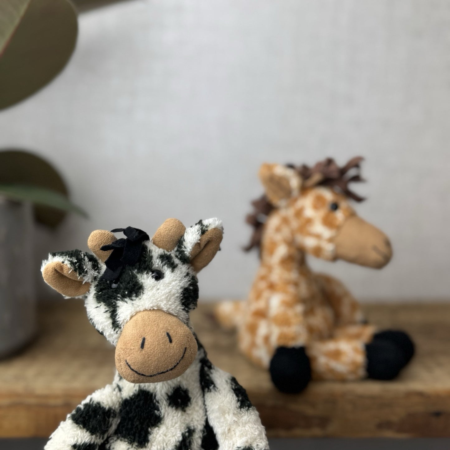 Jellycat Animal Baggage Giraffe & Cow - Jellycat In A Tin Retired 2008 With Tags