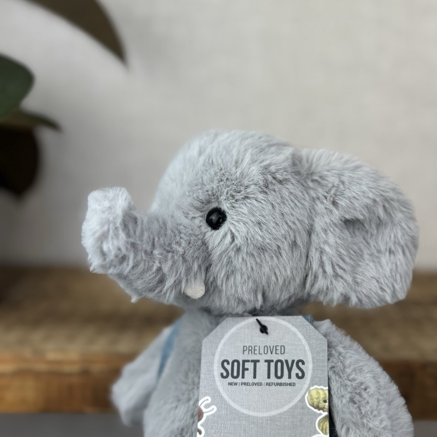 Jellycat Backpack Elephant - Fluffy Grey/Blue Elephant With Rucksack Retired 9”
