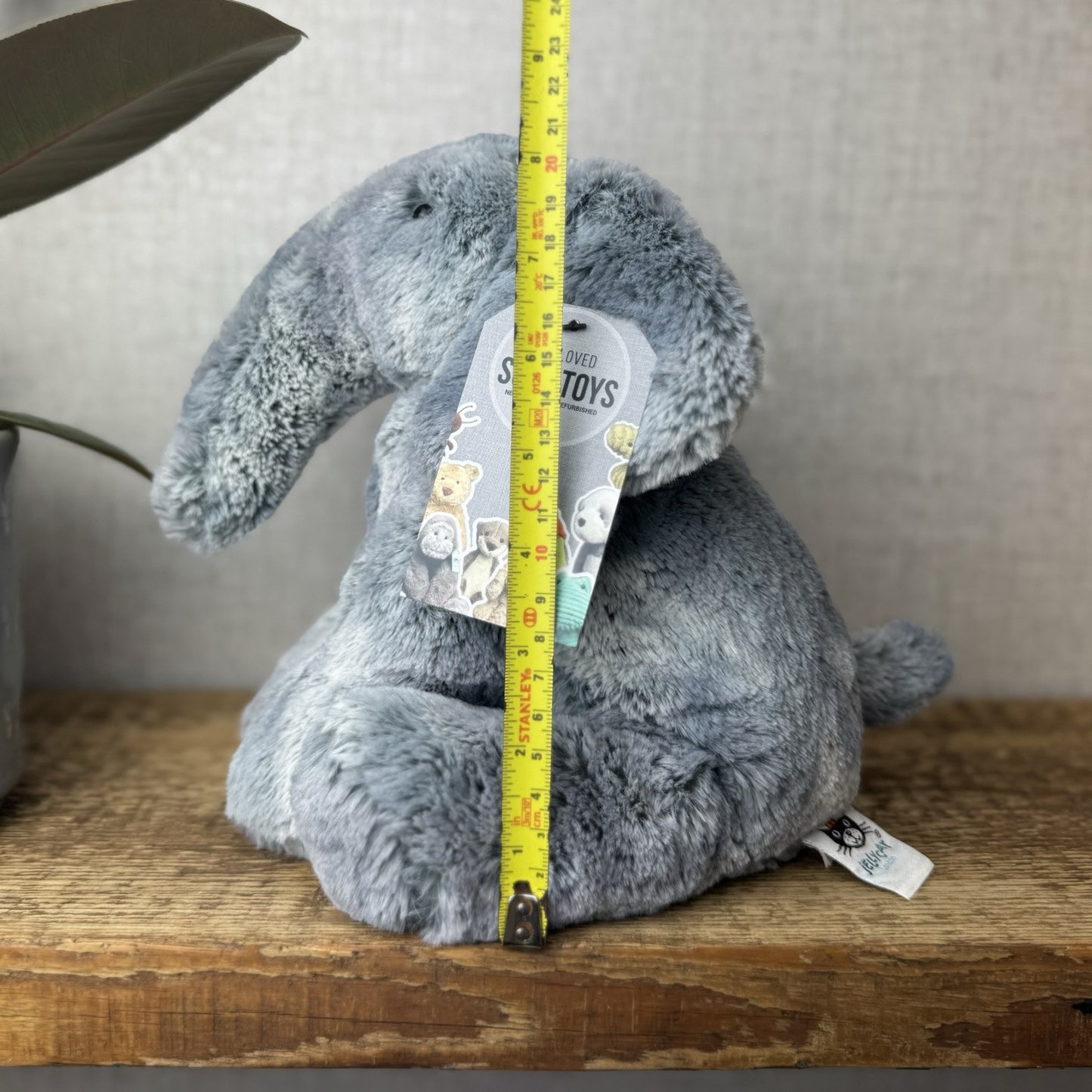 Jellycat Medium Elly Elephant - Grey/Silver Mix Elephant Beanie Super Soft 8”