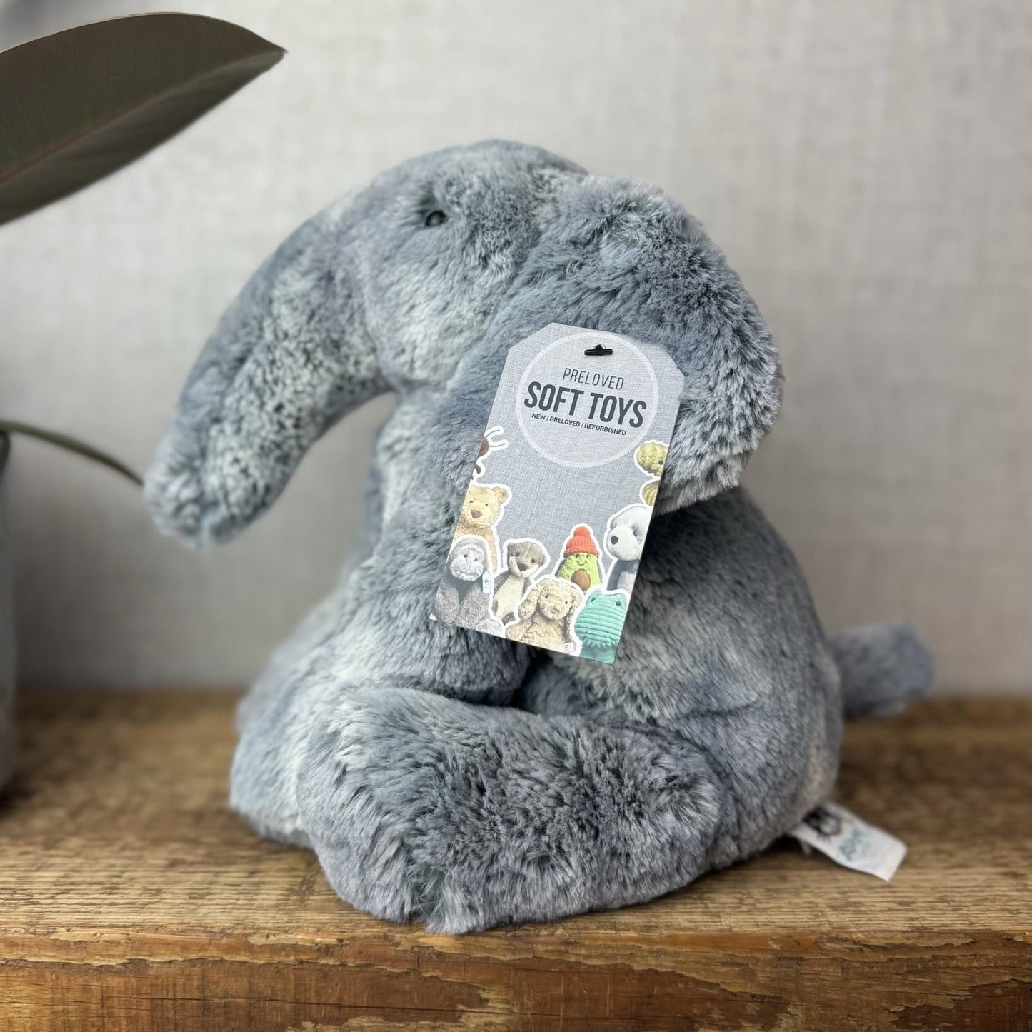 Jellycat Medium Elly Elephant - Grey/Silver Mix Elephant Beanie Super Soft 8”