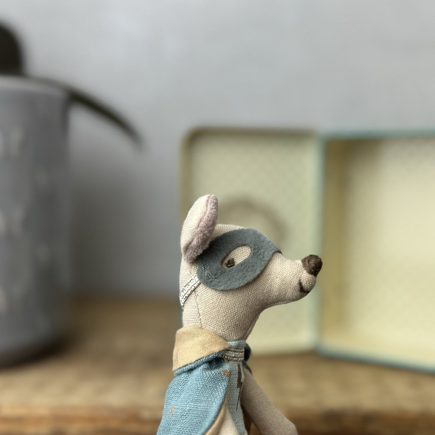 Maileg Superhero In Suitcase - Old Style Retired Superhero Mouse 2017