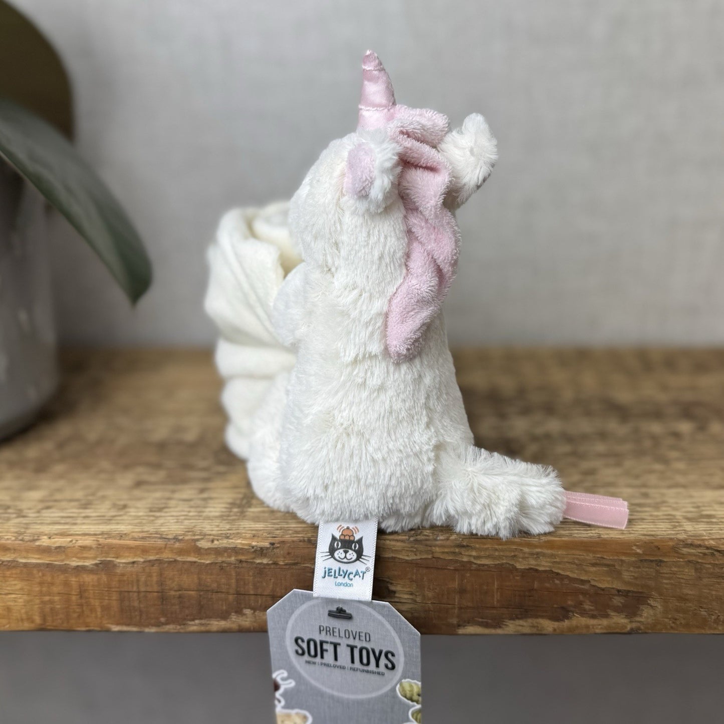 Jellycat Bashful Unicorn Baby Comforter Soother Soft Toy Plush White Pink