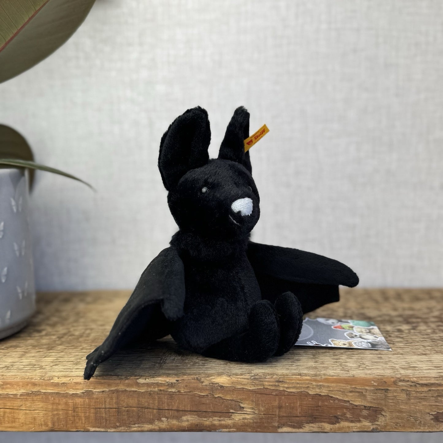 Steiff Boris Bat - Small Black Fluffy Bat Collectible - Steiff 056604 18cm Bat