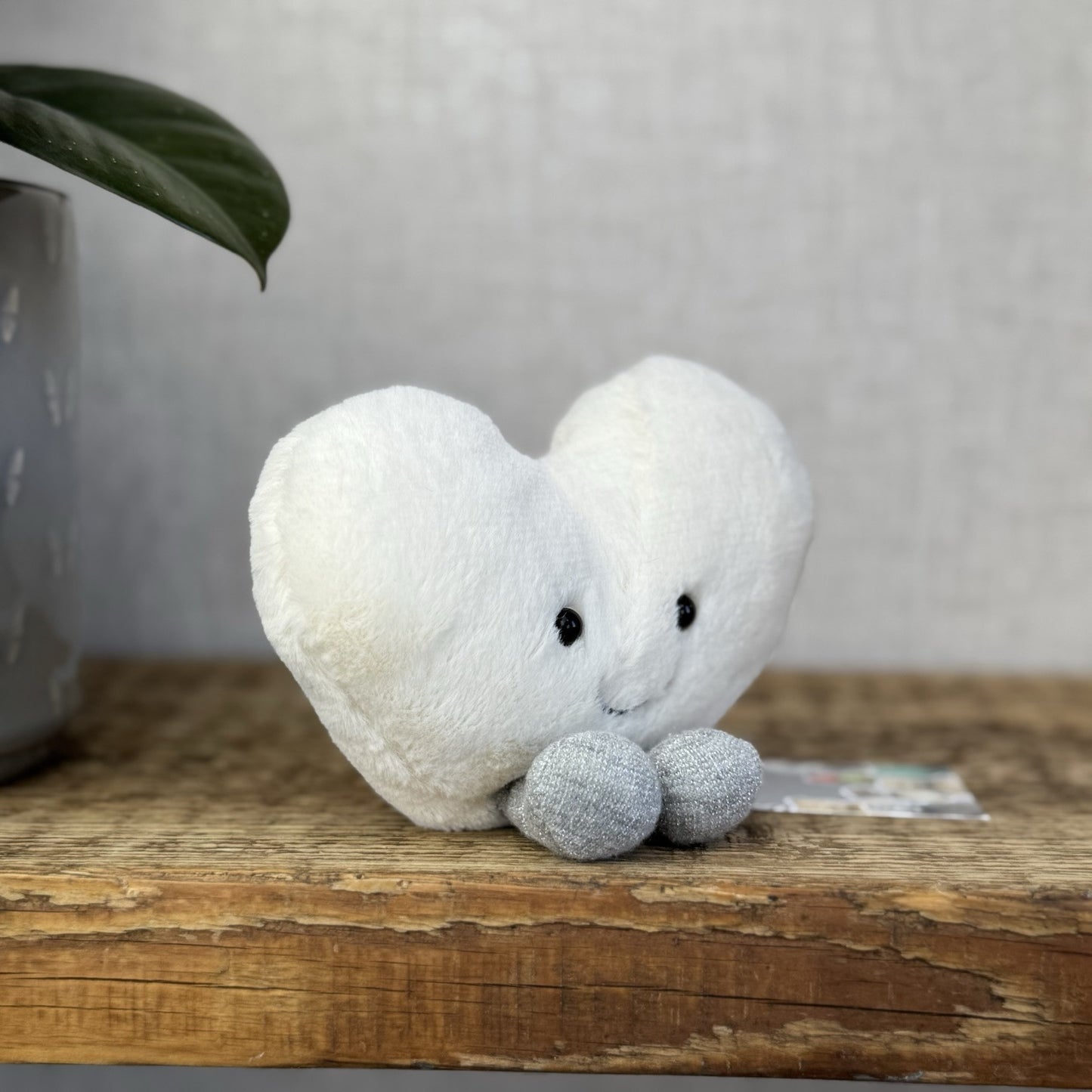 Jellycat Amuseable White Heart - Small Heart Pocket Pal - Small Heart Toy 4”