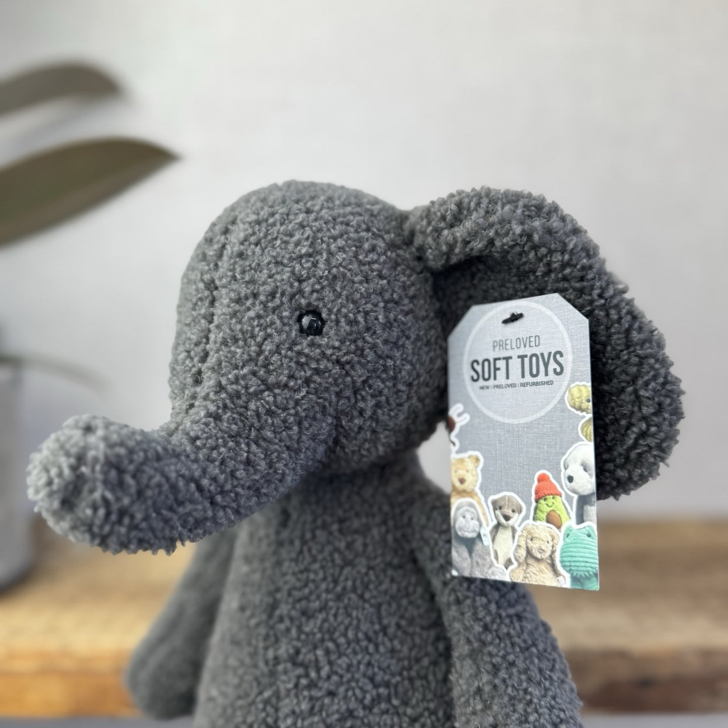 Jellycat Allenby Elephant - Medium Grey Sitting Elephant Plush Retired 12”