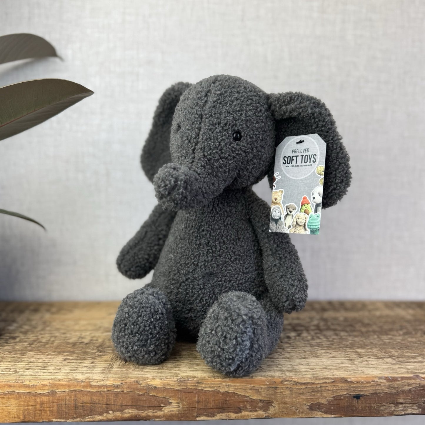 Jellycat Allenby Elephant - Medium Grey Sitting Elephant Plush Retired 12”