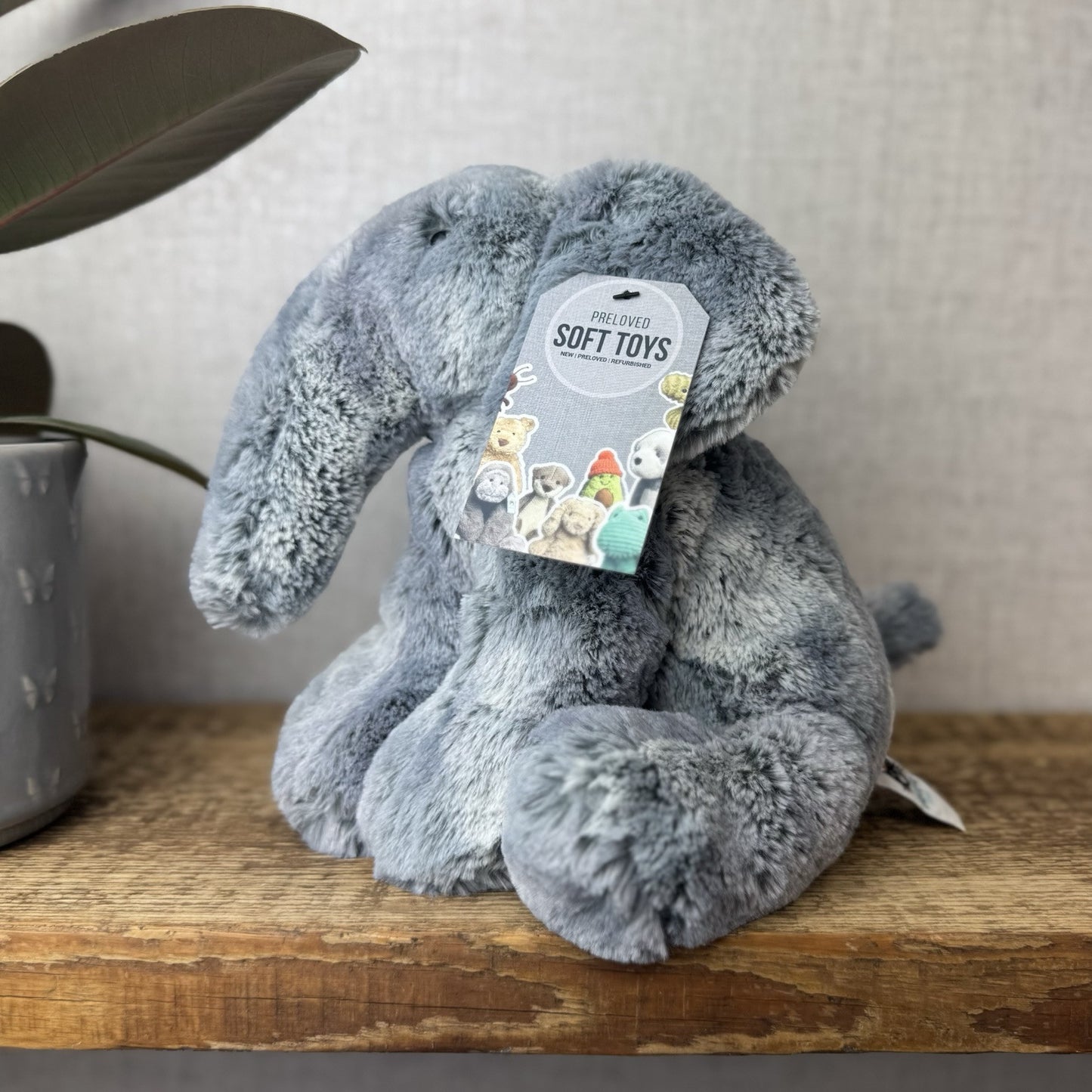 Jellycat Medium Elly Elephant - Grey/Silver Mix Elephant Beanie Super Soft 8”