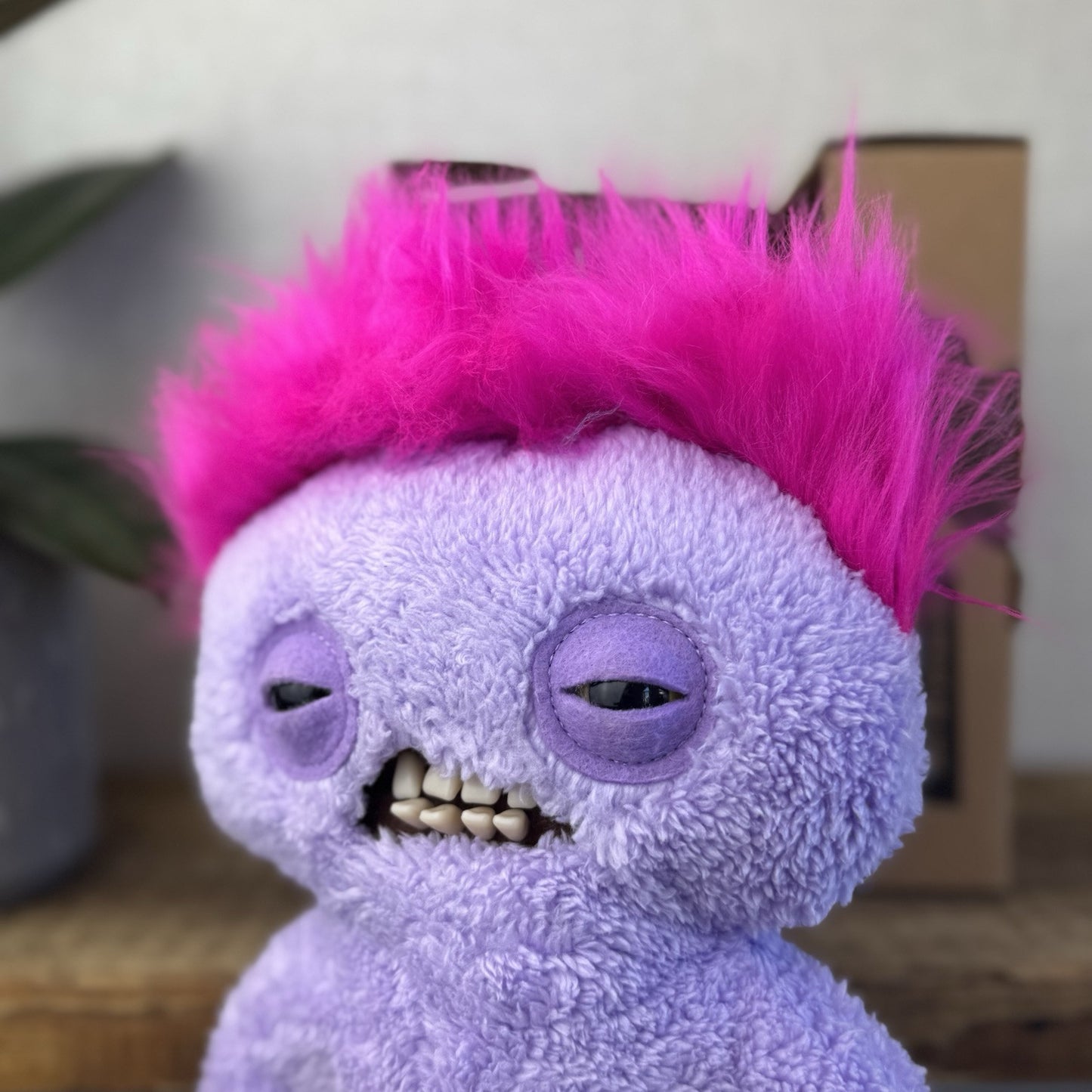 Fuggler Hairy Fugg Squidge - Purple Funny Ugly Monster Pink Hair With Box