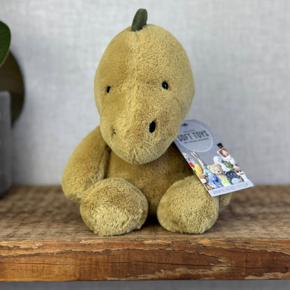 Jellycat Nimbus Dino Dinosaur - Chubby Small Dinosaur - Velour Spikes Olive