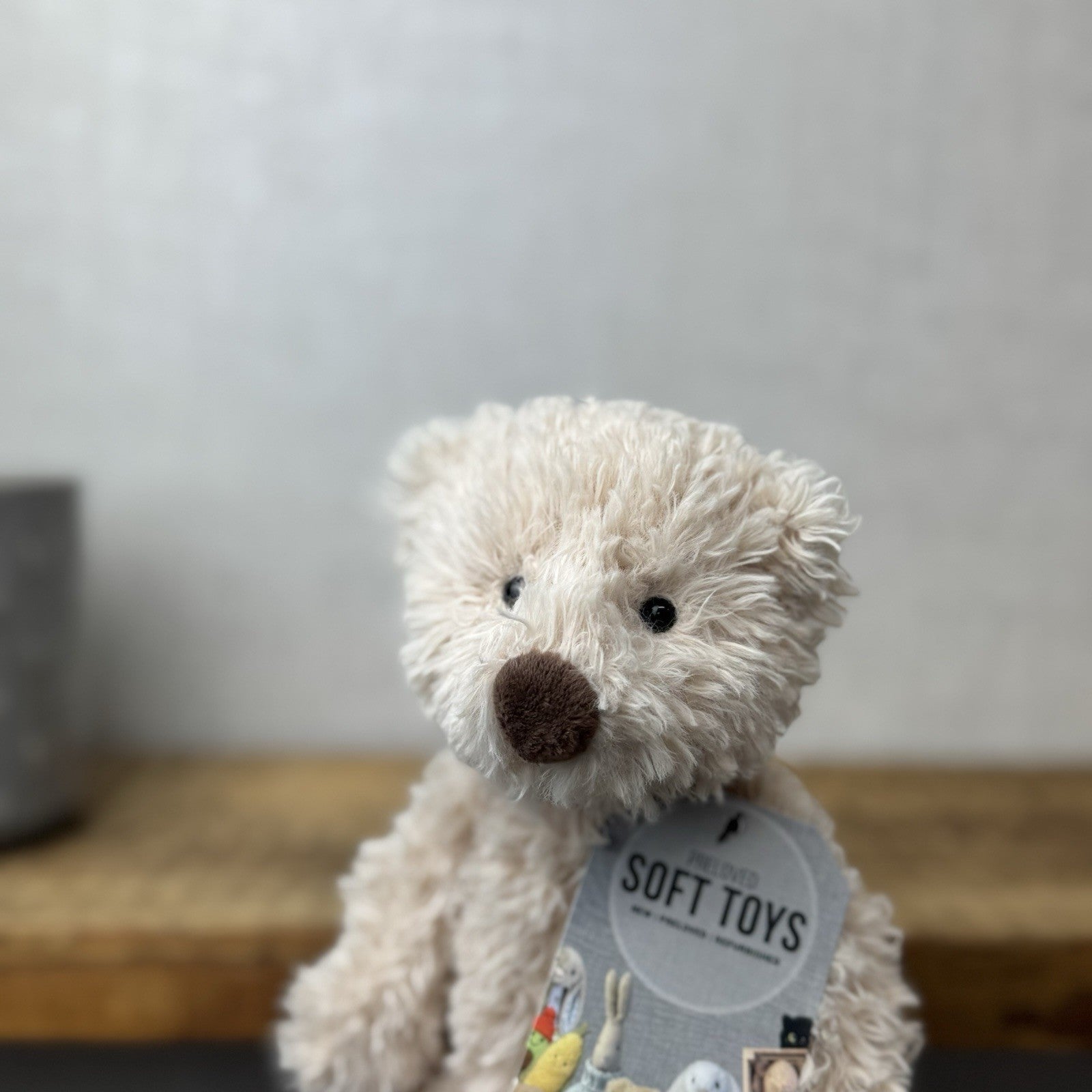 Jellycat Small Biscuit Bear - Curly Off White Small Beanie Bear Retired (#2)