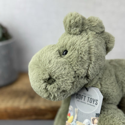 Jellycat Medium Huggady Dinosaur- Floppy Green Dino Soft Toy Retired 10" (#2)