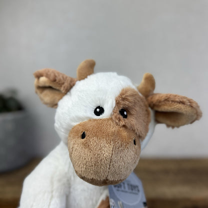 Marks & Spencers Beanie Tan/White Cow Soft Toy New Without Tags Plush Cow 11"