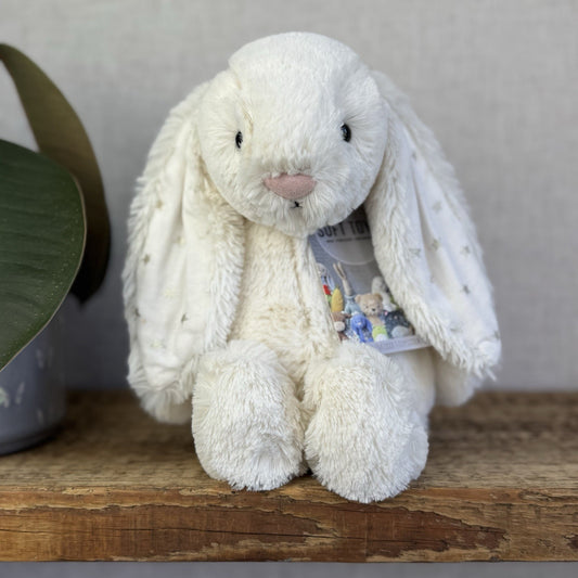 Jellycat Medium Twinkle Bunny - Cream Rabbit With Star Ears - Twinkle Medium 12"