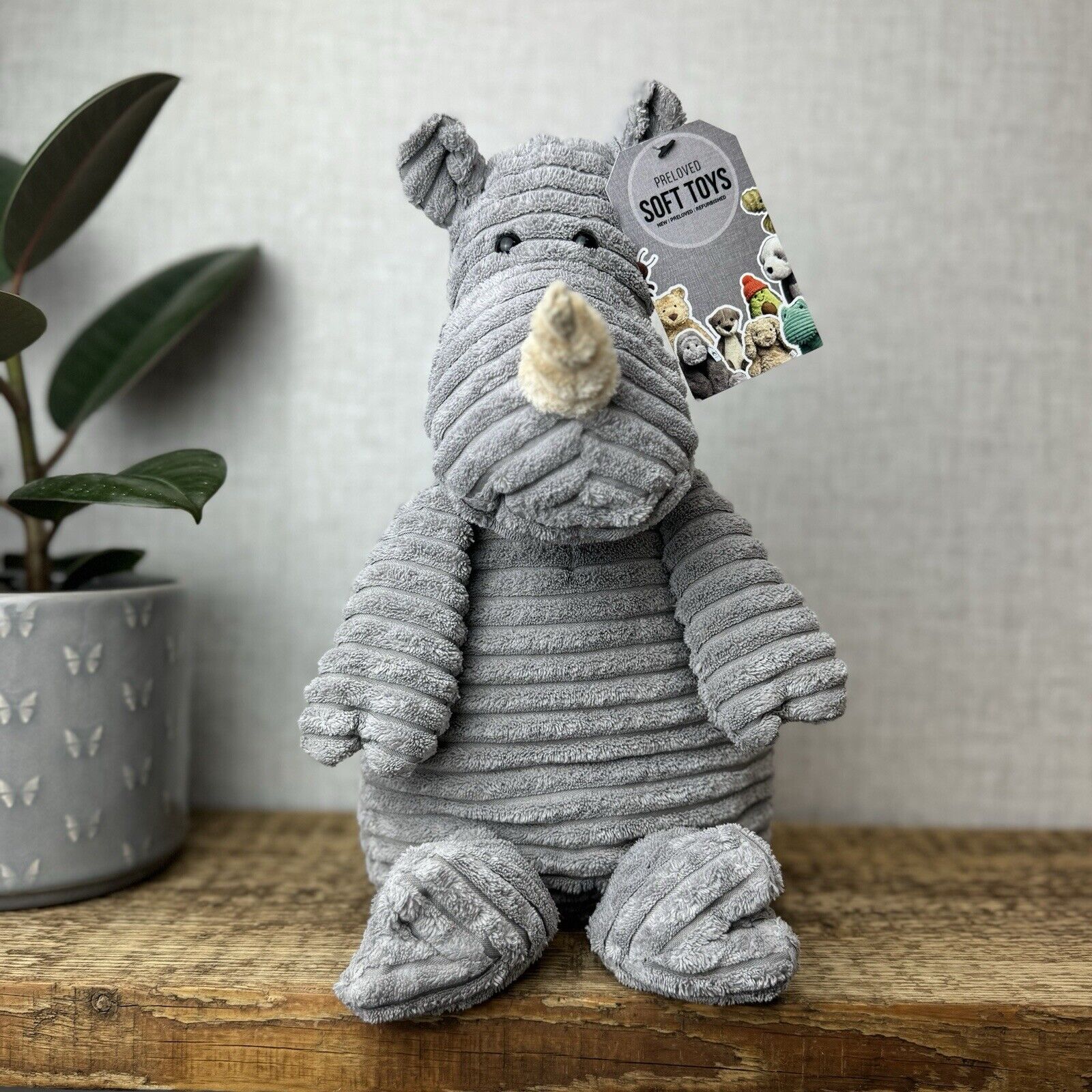 Jellycat Medium Cordy Roy Rhino - Large Grey Beanie Rhino Plush 14"