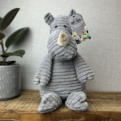 Jellycat Medium Cordy Roy Rhino - Large Grey Beanie Rhino Plush 14"