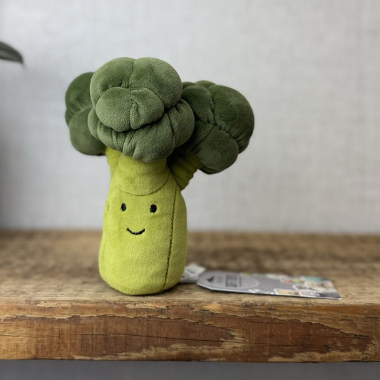 Jellycat Vivacious Broccoli - Soft Toy Food Play Vegetables Suede Beanie 8”