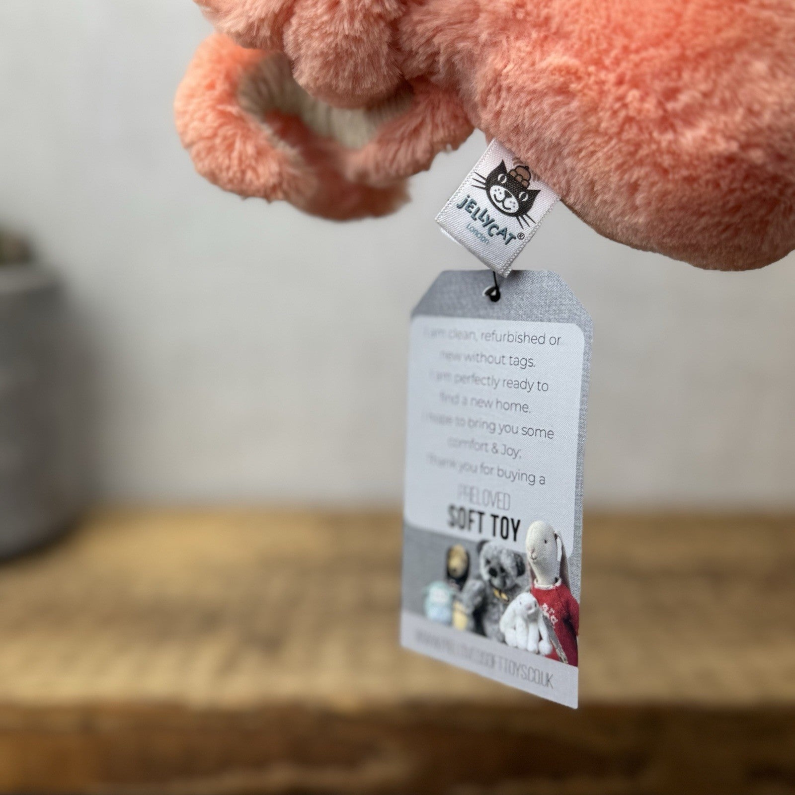 Jellycat Tiny Peachie Octopus - Tiny Peach Pink Octopus Plush Beanie Retired 5”