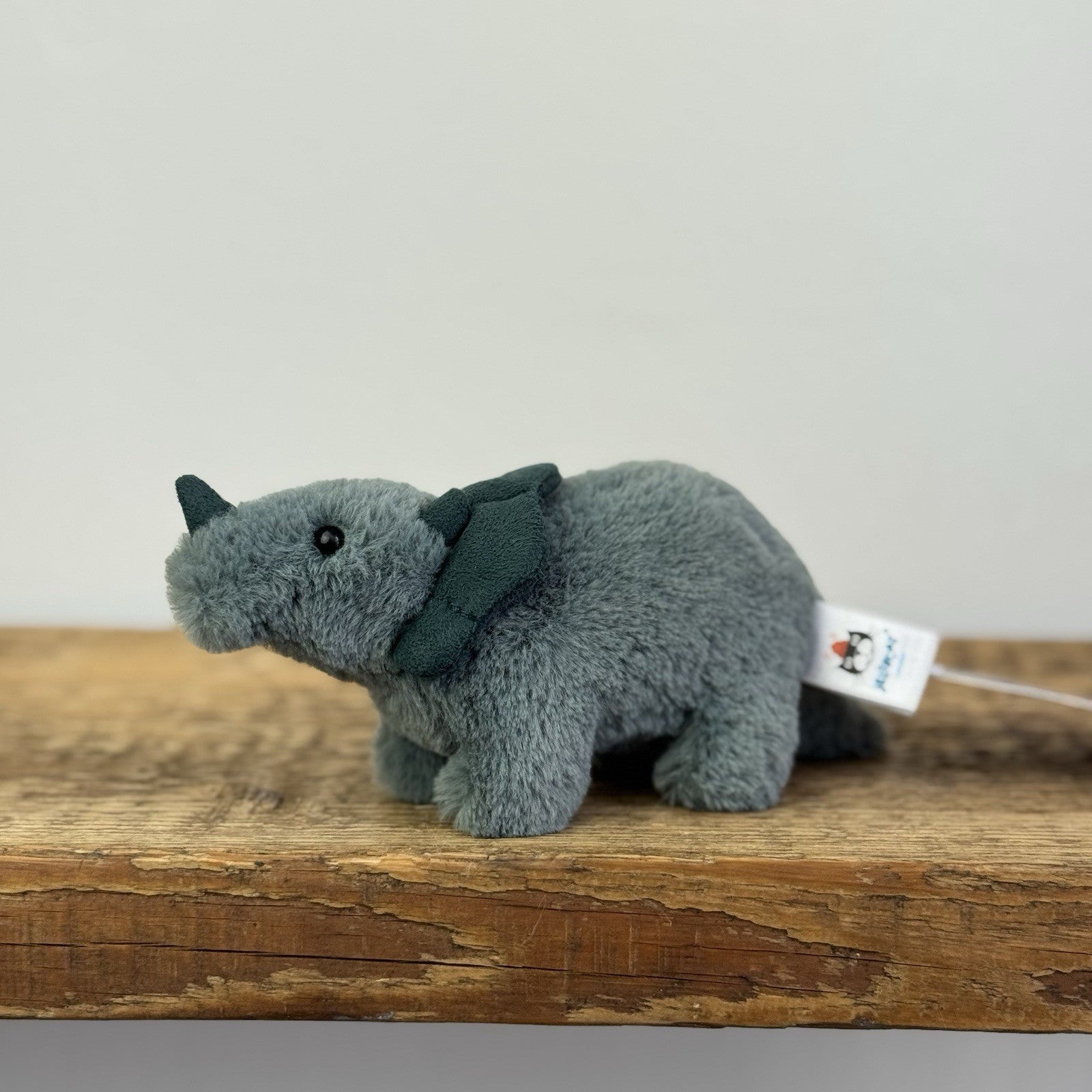 Jellycat Mini Fossily Triceratops - Tiny Dinosaur Beanie Plush Mini Dino 6"