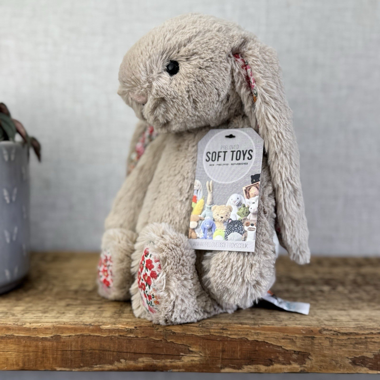 Jellycat Medium Bashful Beige Posy Blossom Bunny - Beige Bunny Floral Ears 12”