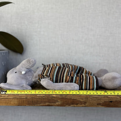 Jellycat My Little Friends Elephant - Striped Dungarees Soft Grey Retired Range