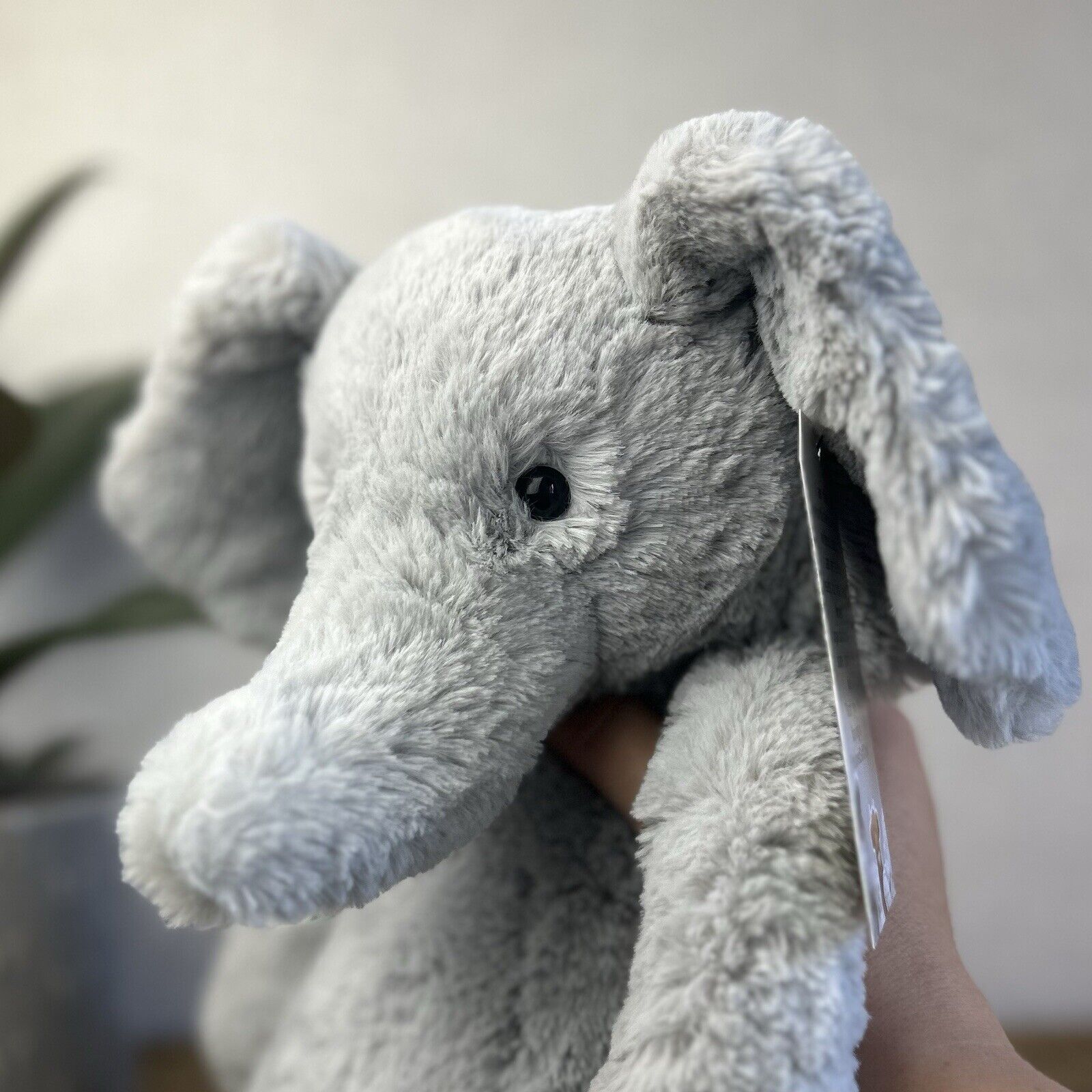 Jellycat Large Bashful Elephant - Large Grey Elephant Beanie 16” - Rare Retired