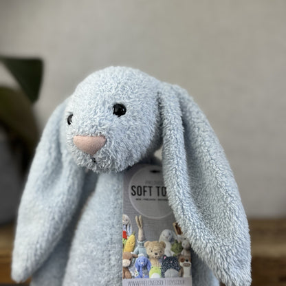 Jellycat Blue Bashful Bunny Chime - Baby Blue Texture Rattle Retired JellyKitten