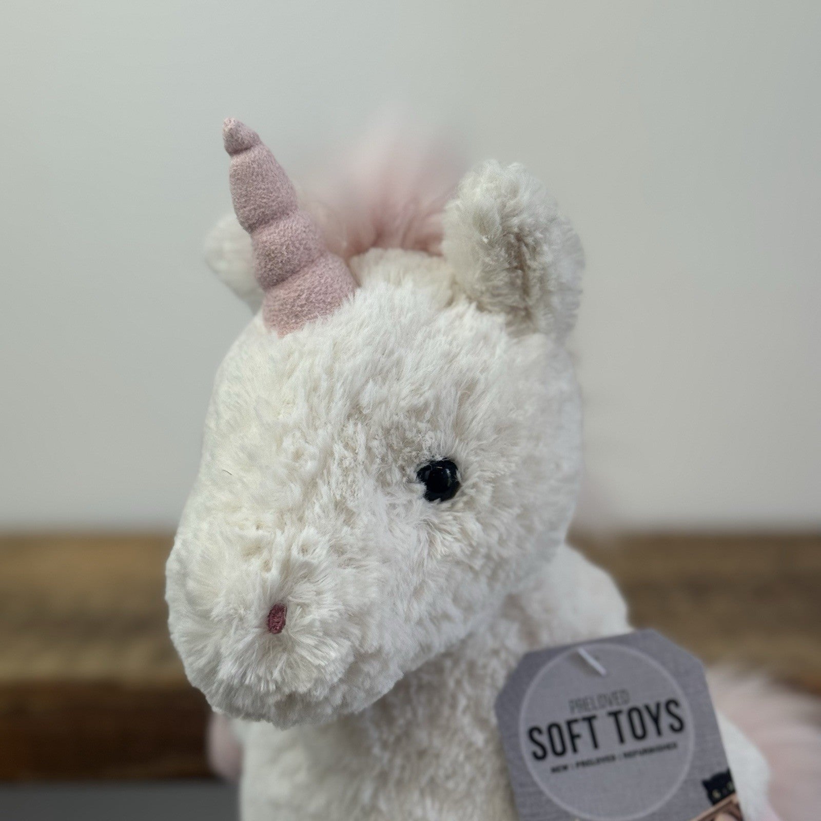 Jellycat Flossie Unicorn - White Unicorn Pink Fluffy Tail Beanie Retired 11"