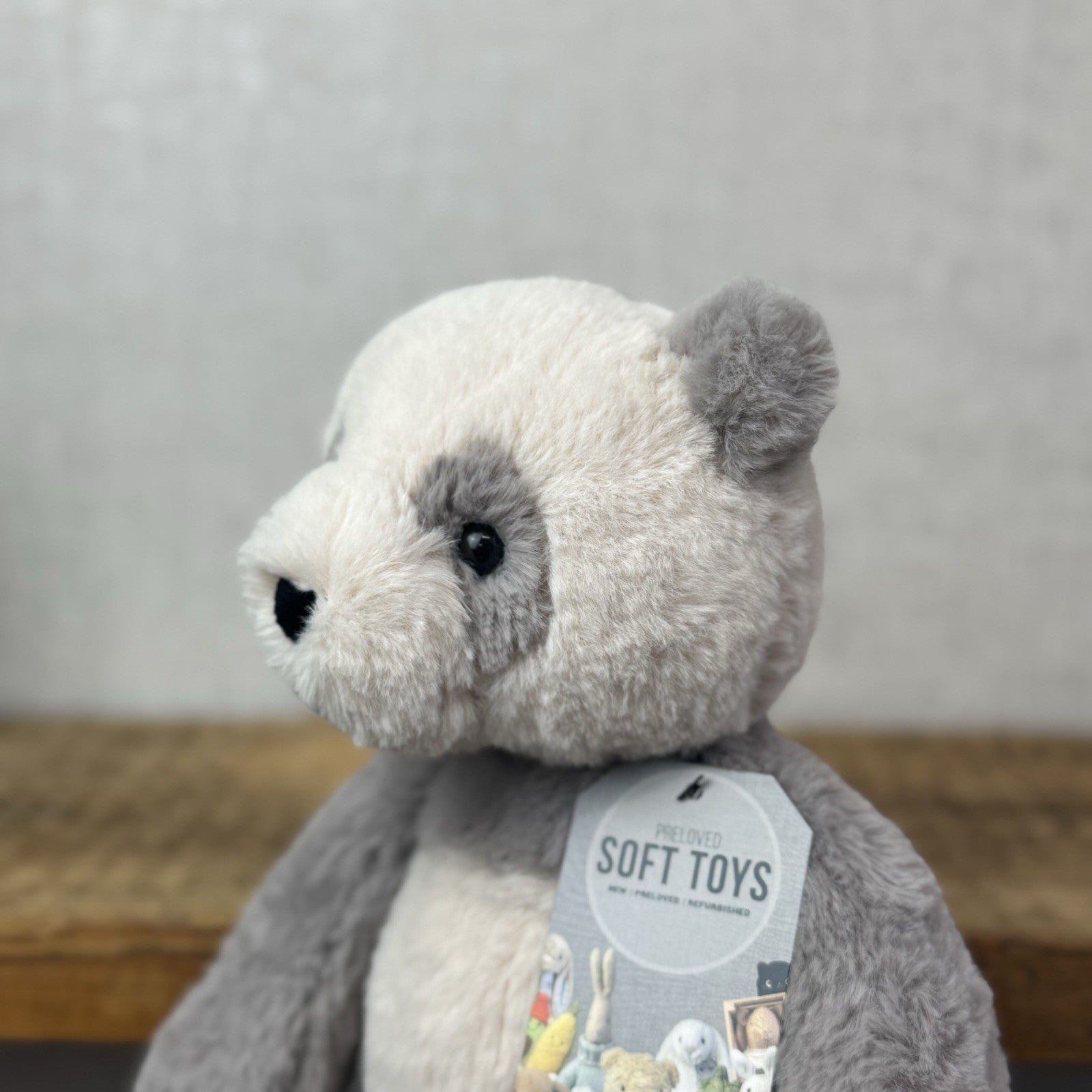 Jellycat Medium Buckley Panda - Snugglet Panda - Grey & White Panda (#2)