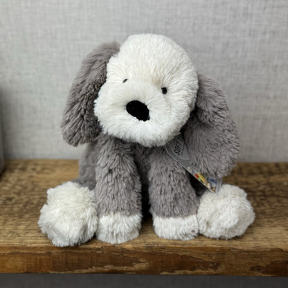 Jellycat Smudge Puppy - Medium Grey & White Puppy Floppy Plush Toy Medium 14"