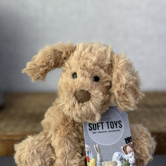 Jellycat Small Fuddlewuddle Puppy - Small Sitting Textured Honey Dog Retired 6"