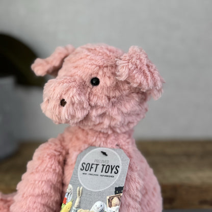 Jellycat Medium Fuddlewuddle Pig - Textured Sitting Piglet Soft Toy Beanie 8"