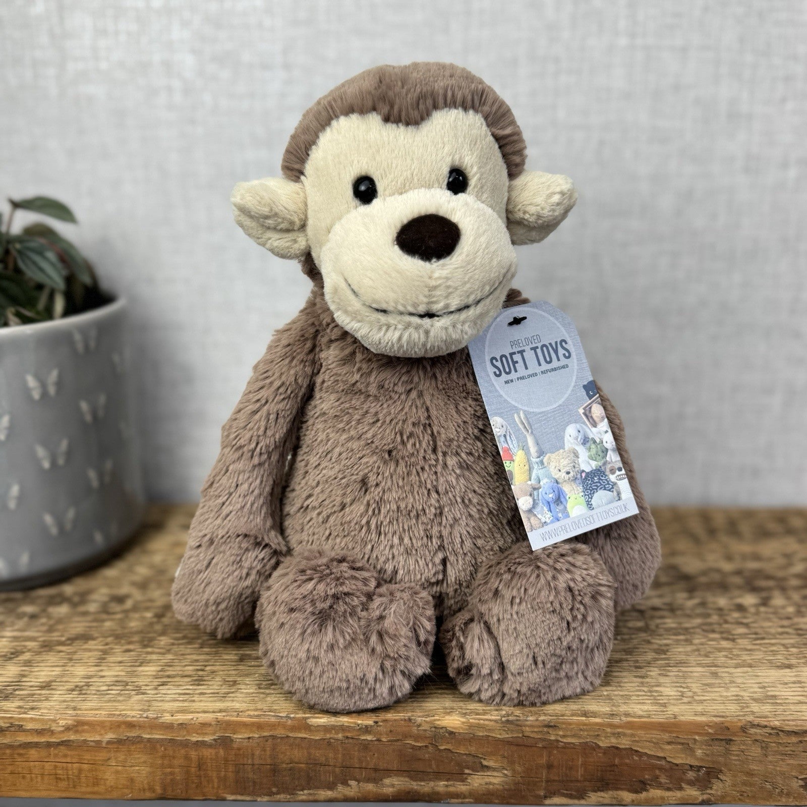 Jellycat Medium Bashful Monkey - Medium Beanie Monkey Soft Toy Plush NWOT 12"