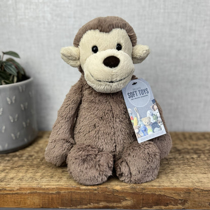 Jellycat Medium Bashful Monkey - Medium Beanie Monkey Soft Toy Plush NWOT 12"