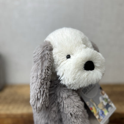 Jellycat Smudge Puppy - Medium Grey & White Puppy Floppy Plush Toy Medium 14"