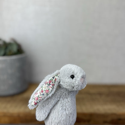 Jellycat Tiny Bashful Silver Blossom - Baby Bunny Miniature Rabbit Grey 5"
