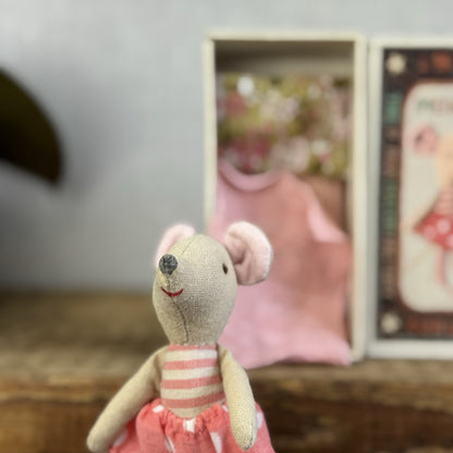 Maileg Retired Big Sister Mouse In Matchbox 2013 - Painted Nose, Red Mouth Rare