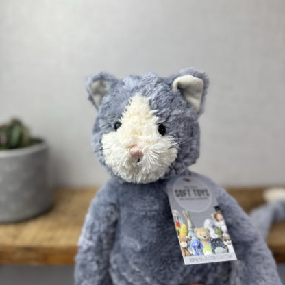 Jellycat Medium Pickles Cat - Vintage Grey Cat Beanie Retired (imperfect) 18"