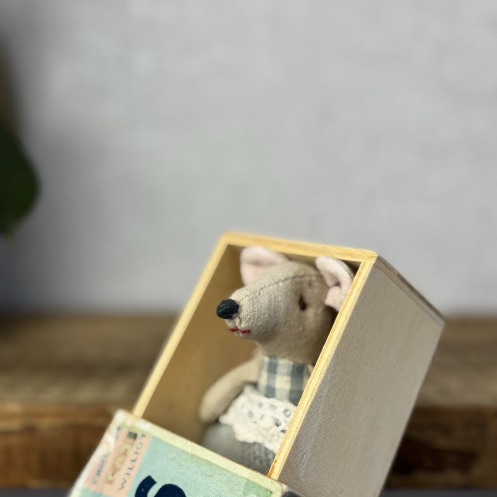 Maileg St Louis Matchbox Mouse - Wooden Matchbox Vintage Rare (Damage Matchbox)