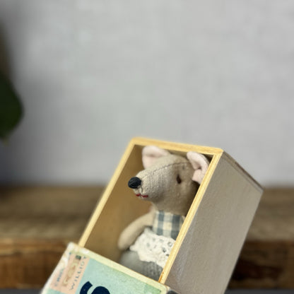 Maileg St Louis Matchbox Mouse - Wooden Matchbox Vintage Rare (Damage Matchbox)