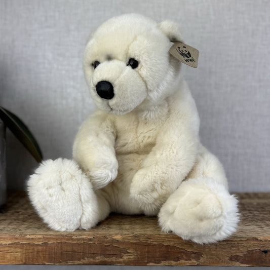 WWF Sitting Polar Bear - White Chunky Beanie Polar Bear Off White Medium 13"