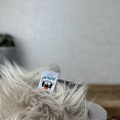 Jellycat Gamboldown Cow Grey/beige Fluffy Beanie Cow Small Retired 8”
