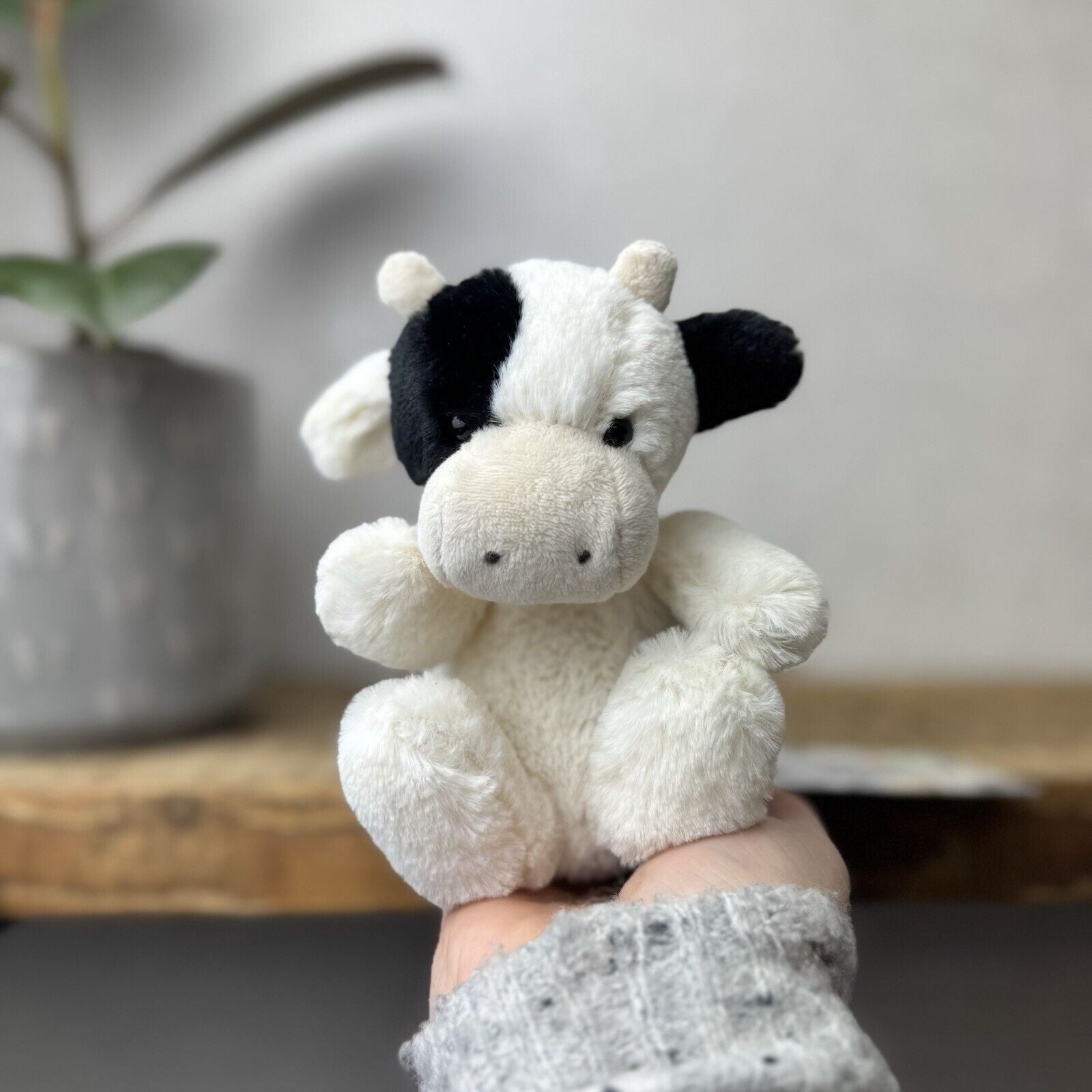 Jellycat Poppet Cow/calf - Cream Black Cow Tiny Pocket Pal Retired 5”