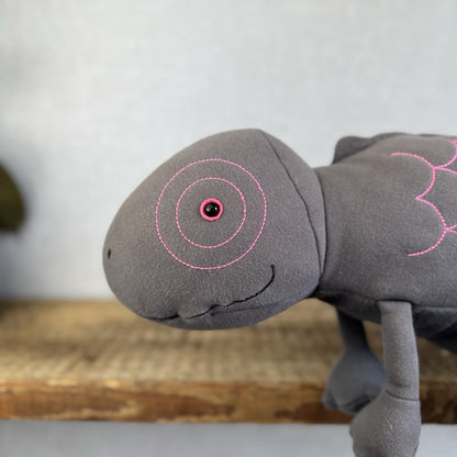 Jellycat Zaggy Chameleon - Green Chameleon Soft Toy Beanie Large Grey/Pink 19”