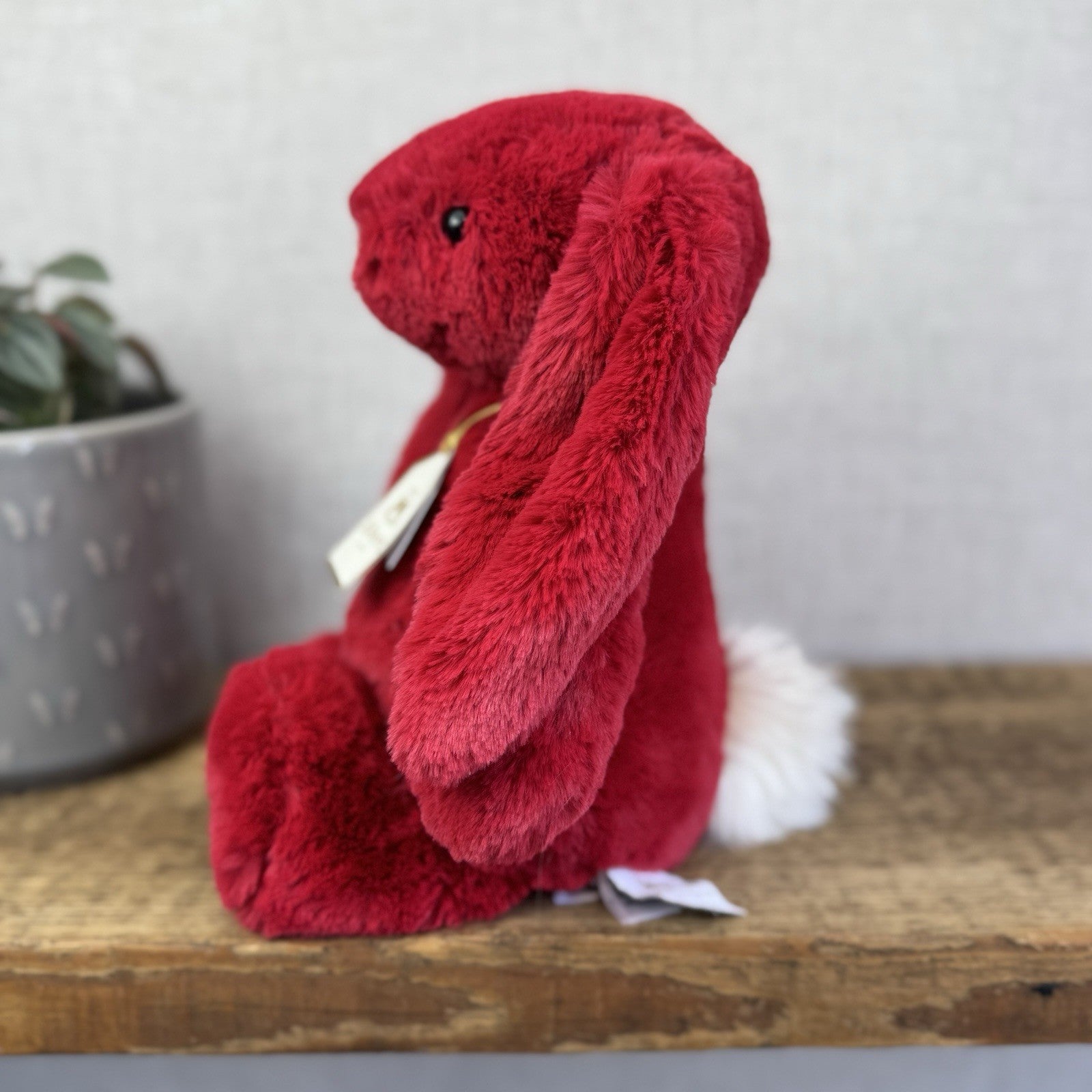 Jellycat Original Bashful Luxe Bunny Scarlett - Red Fluffy Bunny White Tail NWT