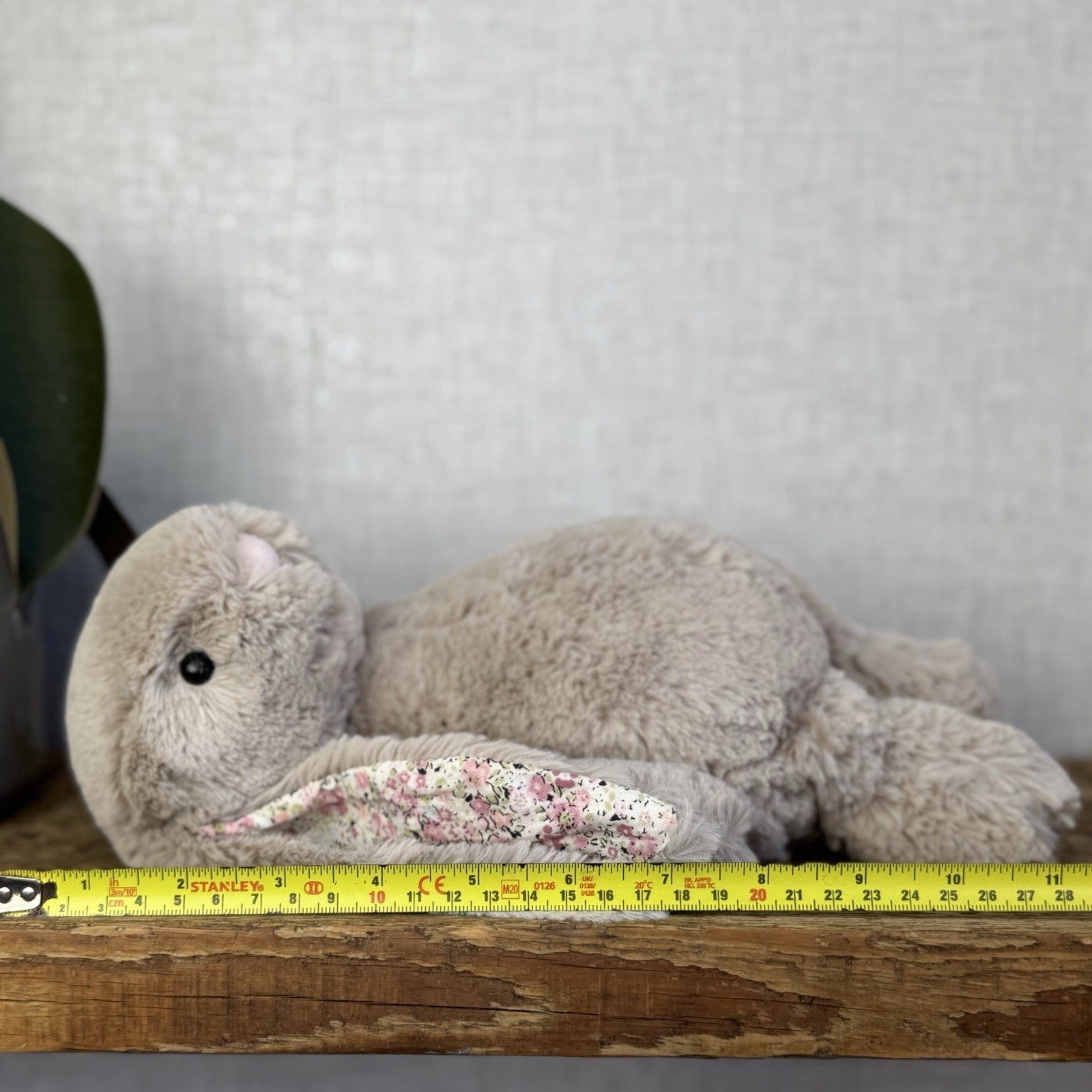 Jellycat Medium Bashful Bea Bunny - Beige Bunny With Floral Ears/feet Medium 12"