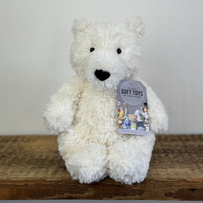 Jellycat  Edmund Cream Bear - White Medium Beanie Bear Retired Old Style 11"