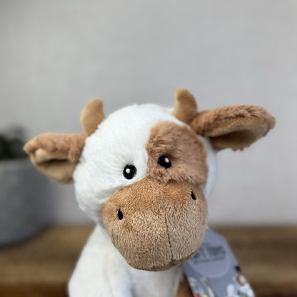 Marks & Spencers Beanie Tan/White Cow Soft Toy New Without Tags Plush Cow 11"