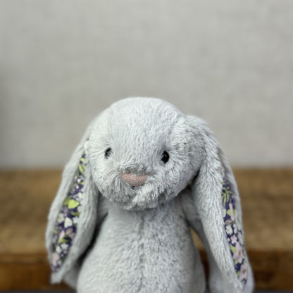 Jellycat Small Blossom Silver Bunny "Bloom" BNWT Purple Floral Ears Grey Bunny