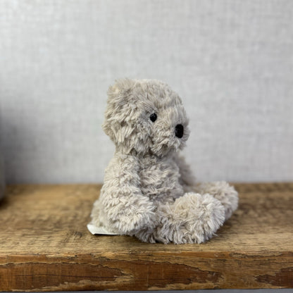 Jellycat Small Fletcher Bear - Retired Small Textured Light Grey Bear Beanie 7"